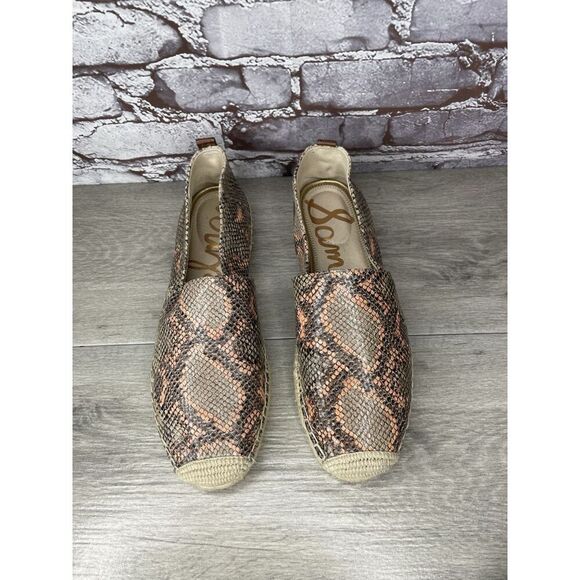 Sam Edelman Chloe Pink Beige Snake Skin Embossed Espadrilles Women’s 10M US/40EU - Picture 13 of 16
